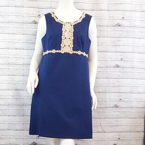 Lilly Pulitzer Rosie Shift Dress Navy Gold Size 8